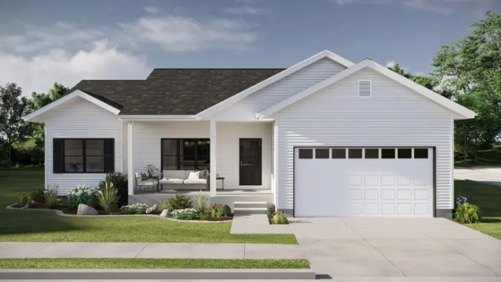Traditional house plans 52-810 - front exterior, 1,184 sq ft, 3 bed, 2 bath house plans | Monster House Plans