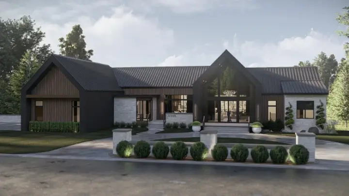 Scandinavian house plans 52-815 - front exterior, 3,028 sq ft, 3 bed, 2 bath house plans | Monster House Plans