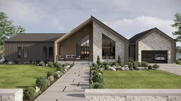 Scandinavian house plans 52-818 - front exterior, 2,953 sq ft, 3 bed, 4 bath house plans | Monster House Plans