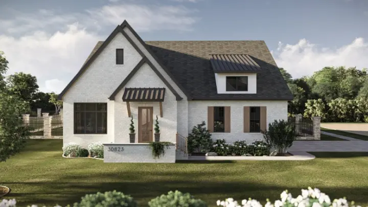 Cottage house plans 52-823 - front exterior, 2,327 sq ft, 3 bed, 2 bath house plans | Monster House Plans