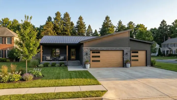 Modern house plans 52-827 - front exterior, 1,701 sq ft, 3 bed, 2 bath house plans | Monster House Plans