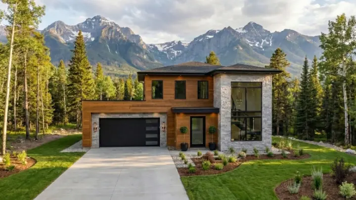 Modern house plans 52-828 - front exterior, 2,190 sq ft, 4 bed, 2 bath house plans | Monster House Plans