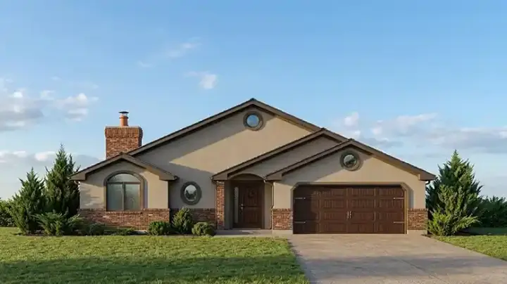 Traditional house plans 53-102 - front exterior, 1,362 sq ft, 3 bed, 2 bath house plans | Monster House Plans