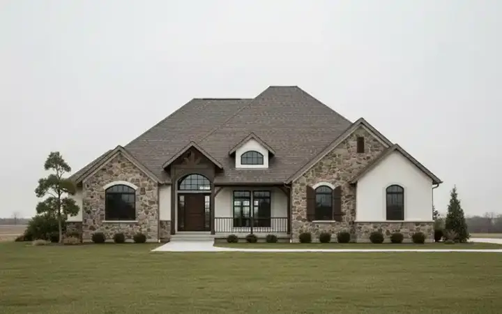 English Country house plans 53-127 - front exterior, 2,061 sq ft, 2 bed, 3 bath house plans | Monster House Plans