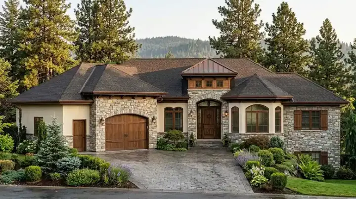 European house plans 53-159 - front exterior, 2,398 sq ft, 2 bed, 2 bath house plans | Monster House Plans