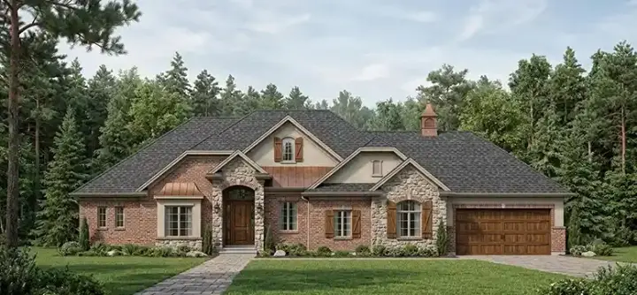 Traditional house plans 53-166 - front exterior, 2,434 sq ft, 2 bed, 2 bath house plans | Monster House Plans
