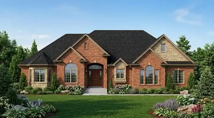European house plans 53-199 - front exterior, 2,735 sq ft, 3 bed, 2 bath house plans | Monster House Plans