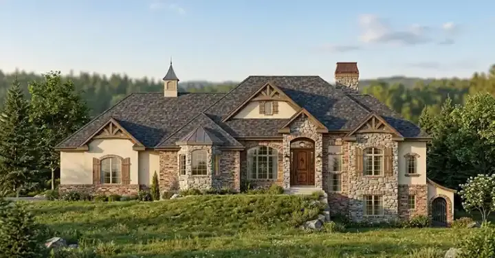 Traditional house plans 53-207 - front exterior, 2,872 sq ft, 2 bed, 2 bath house plans | Monster House Plans