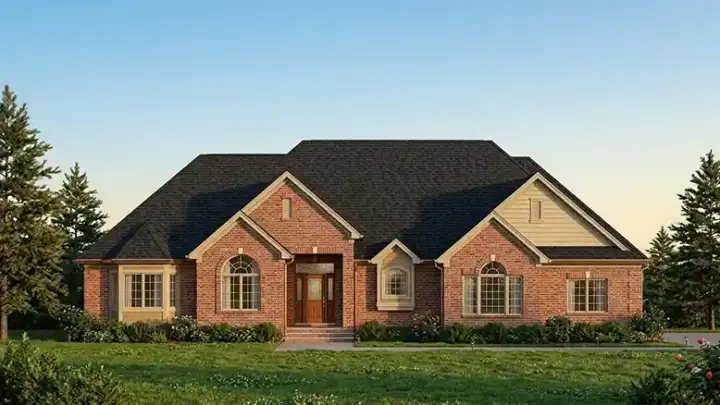 Traditional house plans 53-212 - front exterior, 2,898 sq ft, 3 bed, 2 bath house plans | Monster House Plans