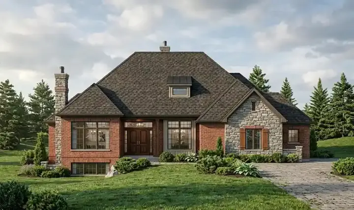 Traditional house plans 53-213 - front exterior, 2,936 sq ft, 1 bed, 1 bath house plans | Monster House Plans