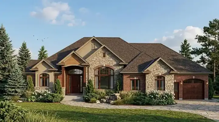 Traditional house plans 53-215 - front exterior, 2,997 sq ft, 3 bed, 2 bath house plans | Monster House Plans