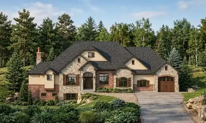 English Country house plans 53-228 - front exterior, 3,320 sq ft, 3 bed, 2 bath house plans | Monster House Plans