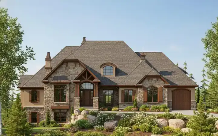 English Country house plans 53-229 - front exterior, 3,326 sq ft, 2 bed, 2 bath house plans | Monster House Plans