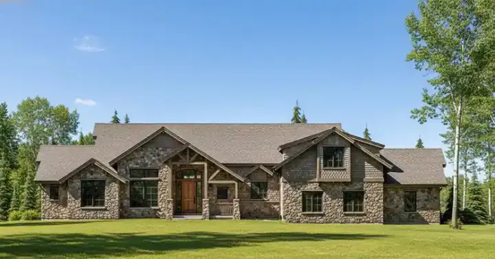 Mountain Rustic house plans 53-264 - front exterior, 2,452 sq ft, 2 bed, 2 bath house plans | Monster House Plans