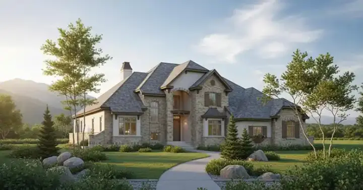 European house plans 53-266 - front exterior, 3,121 sq ft, 3 bed, 2 bath house plans | Monster House Plans