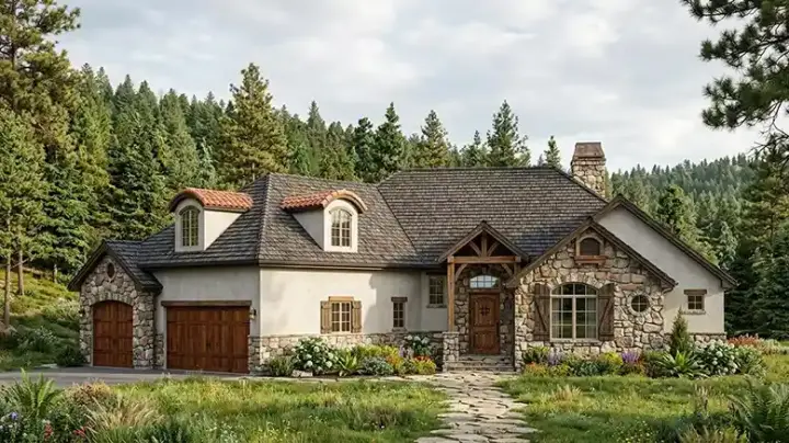 Traditional house plans 53-271 - front exterior, 2,560 sq ft, 2 bed, 2 bath house plans | Monster House Plans