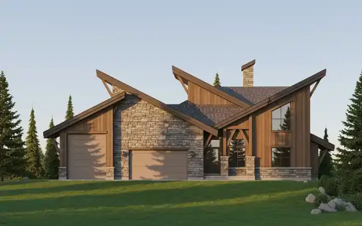 Modern house plans 53-272 - front exterior, 3,309 sq ft, 2 bed, 2 bath house plans | Monster House Plans
