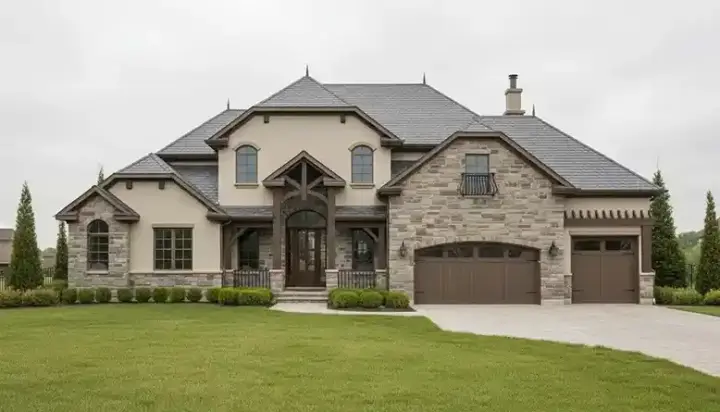 European house plans 53-273 - front exterior, 3,326 sq ft, 5 bed, 3 bath house plans | Monster House Plans
