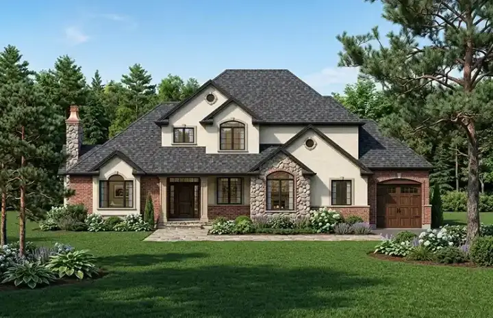 Traditional house plans 53-283 - front exterior, 3,608 sq ft, 4 bed, 3 bath house plans | Monster House Plans