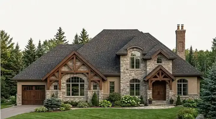 Mountain Rustic house plans 53-284 - front exterior, 3,616 sq ft, 4 bed, 3 bath house plans | Monster House Plans