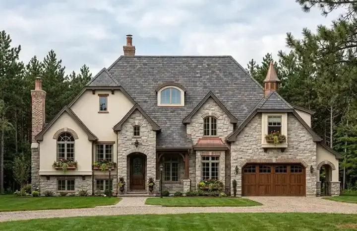 European house plans 53-294 - front exterior, 3,766 sq ft, 4 bed, 3 bath house plans | Monster House Plans