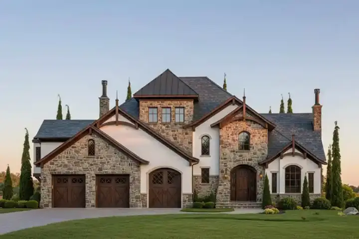 European house plans 53-304 - front exterior, 4,123 sq ft, 2 bed, 2 bath house plans | Monster House Plans