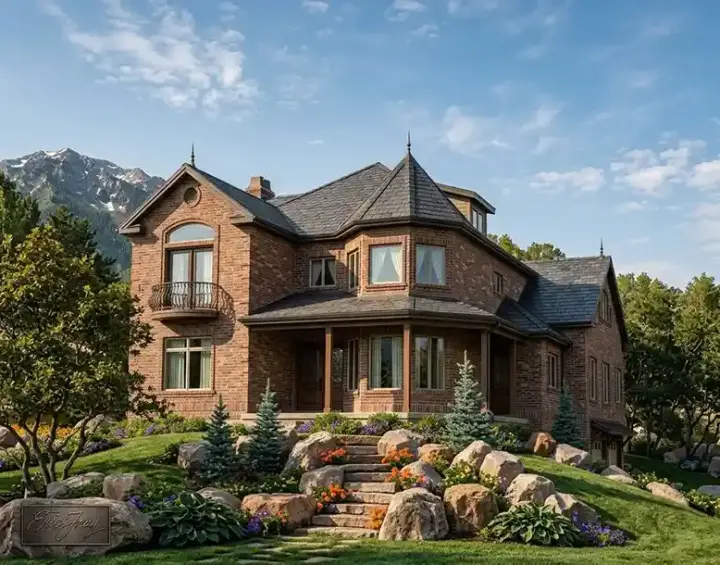 European house plans 53-306 - front exterior, 4,178 sq ft, 4 bed, 3 bath house plans | Monster House Plans