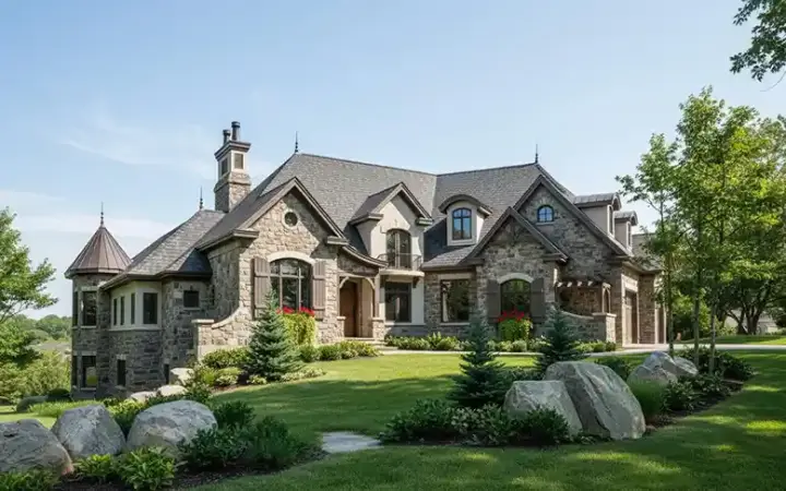 French Country house plans 53-316 - front exterior, 4,082 sq ft, 4 bed, 3 bath house plans | Monster House Plans