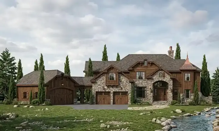 European house plans 53-318 - front exterior, 4,509 sq ft, 5 bed, 4 bath house plans | Monster House Plans