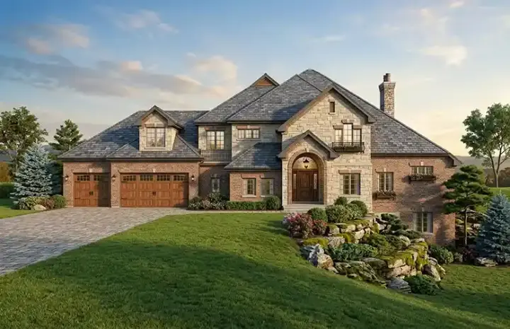 Traditional house plans 53-320 - front exterior, 4,537 sq ft, 5 bed, 4 bath house plans | Monster House Plans