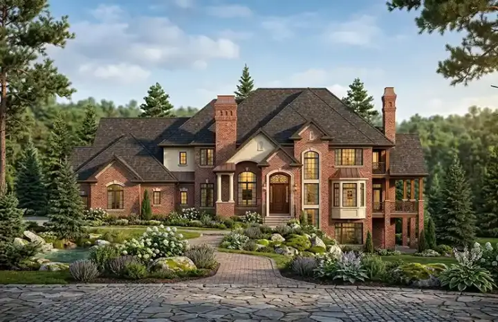 Traditional house plans 53-324 - front exterior, 4,775 sq ft, 5 bed, 3 bath house plans | Monster House Plans