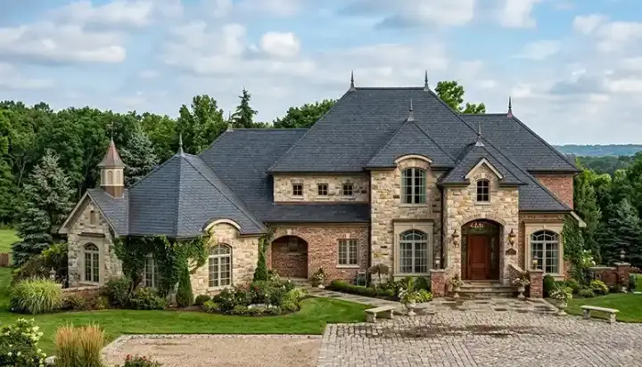 European house plans 53-329 - front exterior, 5,627 sq ft, 4 bed, 3 bath house plans | Monster House Plans
