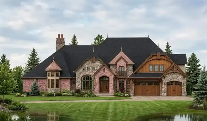 European house plans 53-331 - front exterior, 5,064 sq ft, 4 bed, 4 bath house plans | Monster House Plans