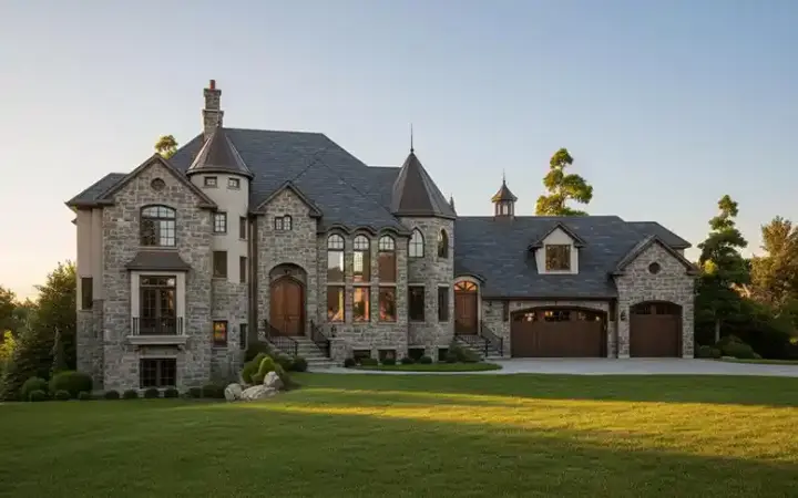 European house plans 53-334 - front exterior, 5,561 sq ft, 6 bed, 5 bath house plans | Monster House Plans