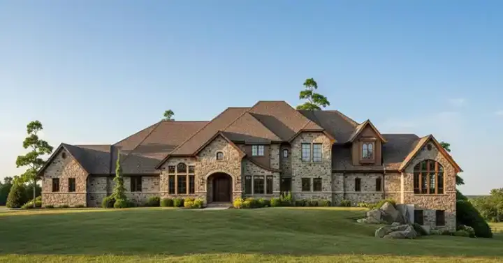 French Country house plans 53-337 - front exterior, 5,534 sq ft, 5 bed, 4 bath house plans | Monster House Plans