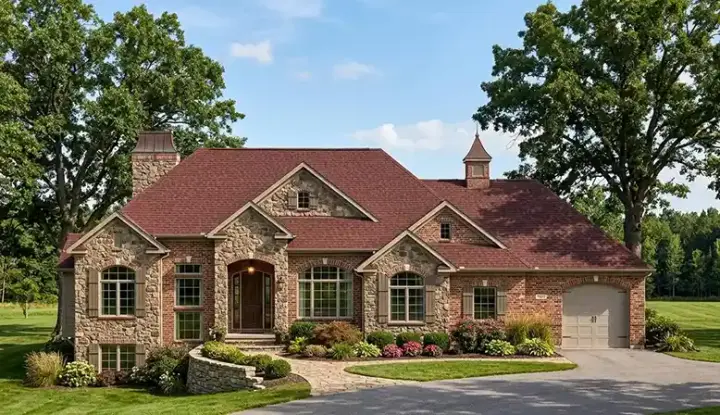 European house plans 53-356 - front exterior, 2,159 sq ft, 2 bed, 2 bath house plans | Monster House Plans