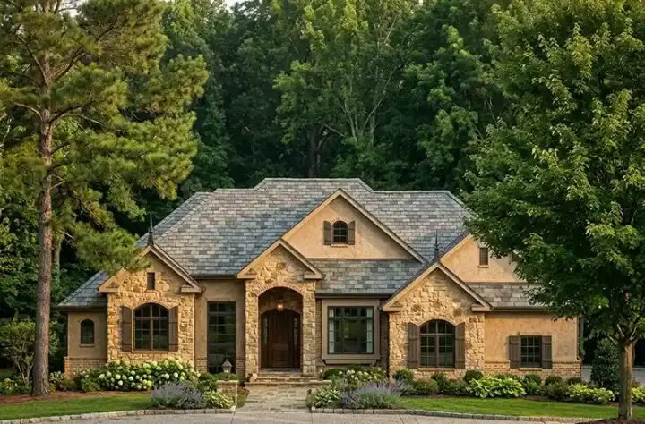 European house plans 53-360 - front exterior, 2,447 sq ft, 3 bed, 2 bath house plans | Monster House Plans
