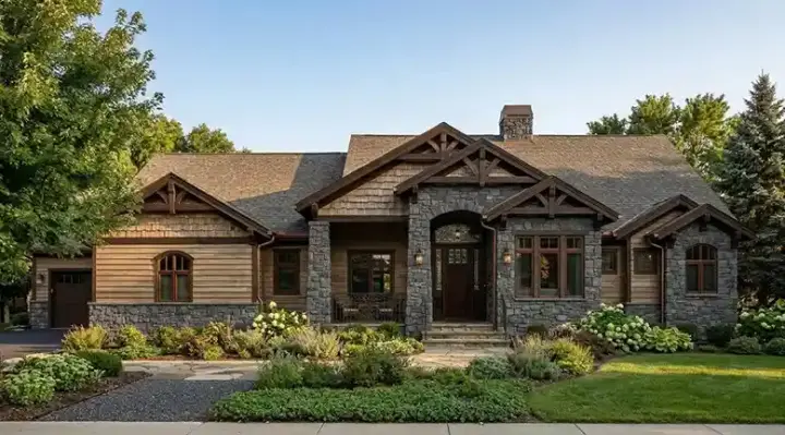 Craftsman house plans 53-370 - front exterior, 3,714 sq ft, 0 bed, 0 bath house plans | Monster House Plans