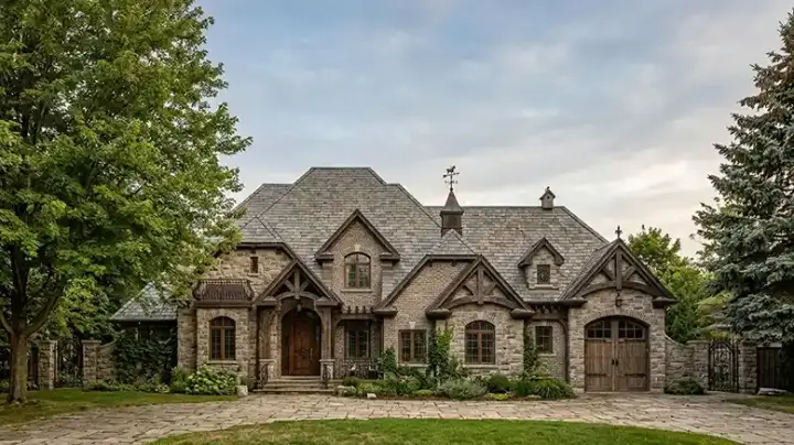 European house plans 53-371 - front exterior, 3,907 sq ft, 2 bed, 2 bath house plans | Monster House Plans