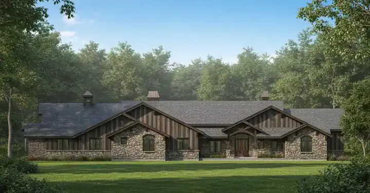 Traditional house plans 53-372 - front exterior, 4,950 sq ft, 5 bed, 3 bath house plans | Monster House Plans