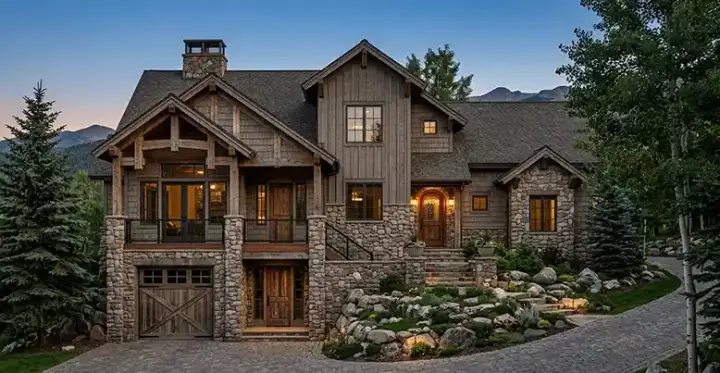 Mountain Rustic house plans 53-378 - front exterior, 3,065 sq ft, 3 bed, 3 bath house plans | Monster House Plans