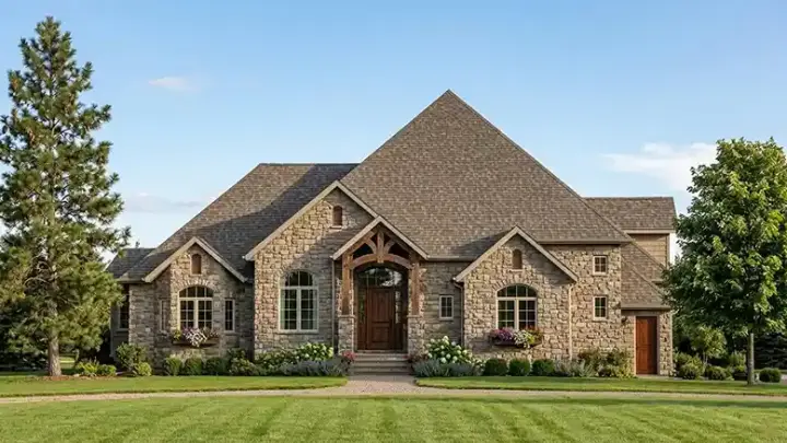 Traditional house plans 53-379 - front exterior, 3,080 sq ft, 1 bed, 1 bath house plans | Monster House Plans