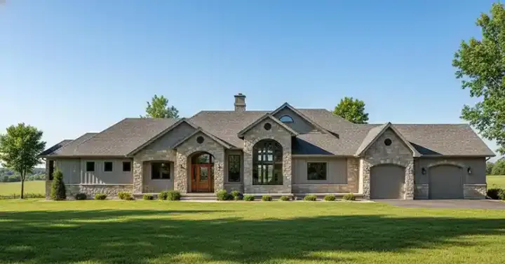 Traditional house plans 53-382 - front exterior, 3,524 sq ft, 2 bed, 2 bath house plans | Monster House Plans