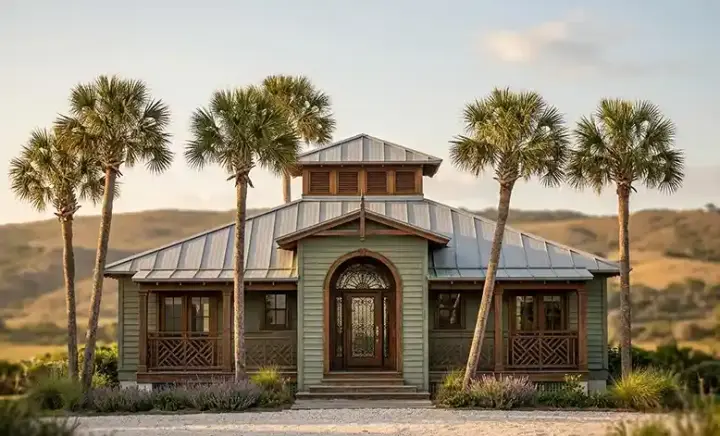 Coastal house plans 54-115 - front exterior, 1,622 sq ft, 3 bed, 2 bath house plans | Monster House Plans