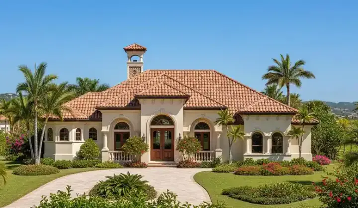 Mediterranean house plans 55-107 - front exterior, 3,043 sq ft, 3 bed, 3 bath house plans | Monster House Plans