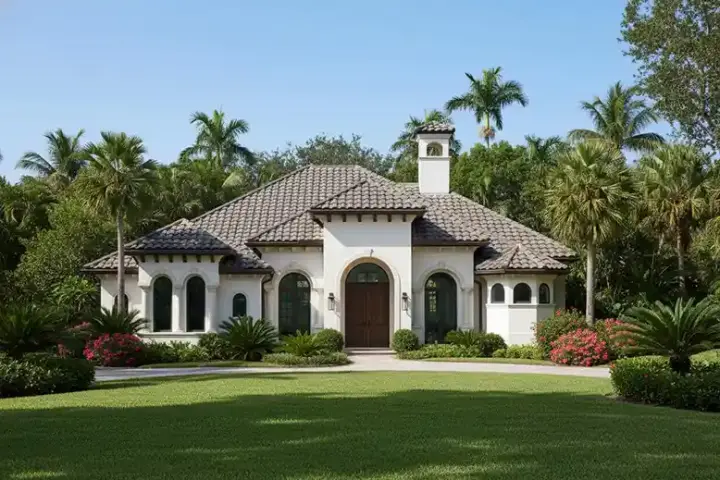 Mediterranean house plans 55-110 - front exterior, 3,274 sq ft, 4 bed, 4 bath house plans | Monster House Plans