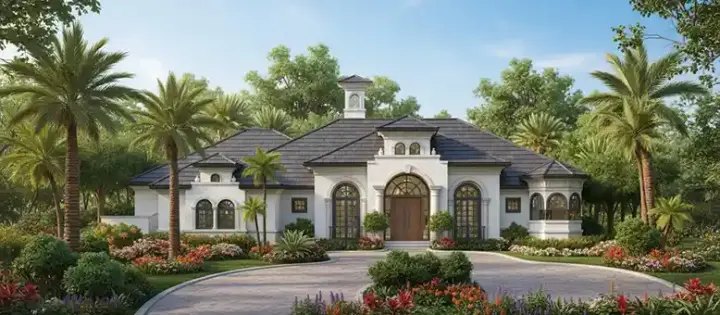 Italian house plans 55-115 - front exterior, 4,928 sq ft, 4 bed, 4 bath house plans | Monster House Plans