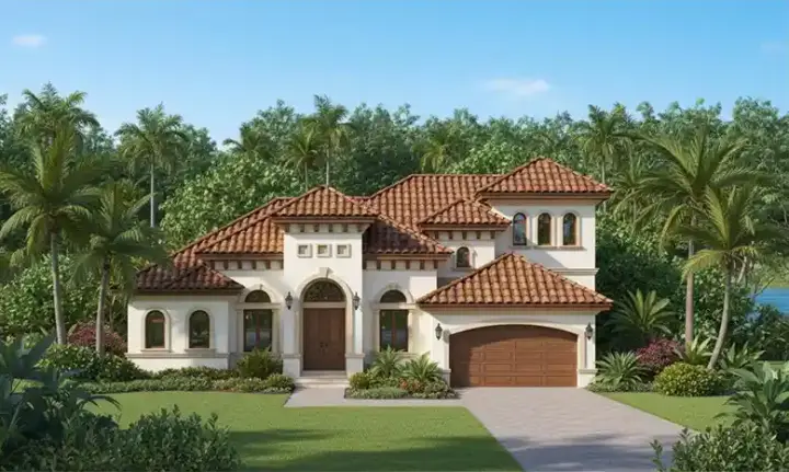 Mediterranean house plans 55-117 - front exterior, 2,851 sq ft, 3 bed, 3 bath house plans | Monster House Plans