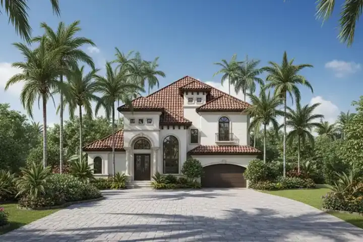 Mediterranean house plans 55-119 - front exterior, 3,430 sq ft, 4 bed, 3 bath house plans | Monster House Plans