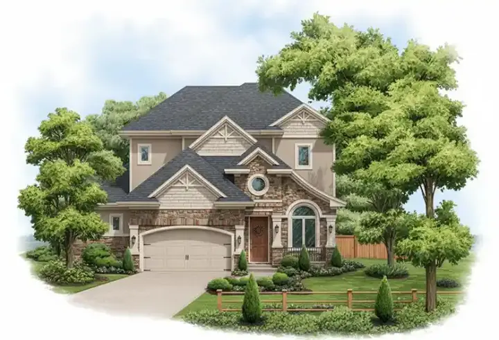 Craftsman house plans 55-126 - front exterior, 3,748 sq ft, 4 bed, 3 bath house plans | Monster House Plans